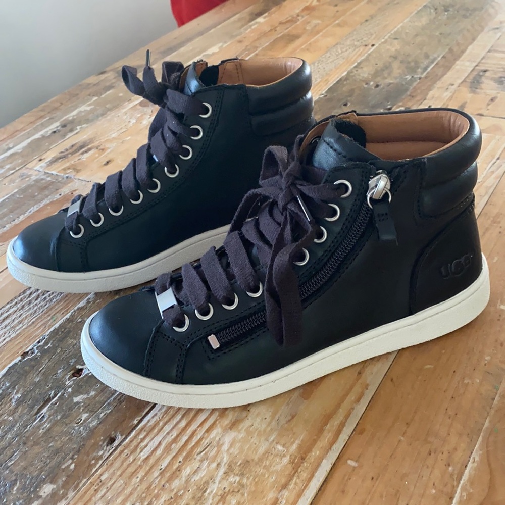 Brand new UGG Olive Hi-top Black Leather Sneakers